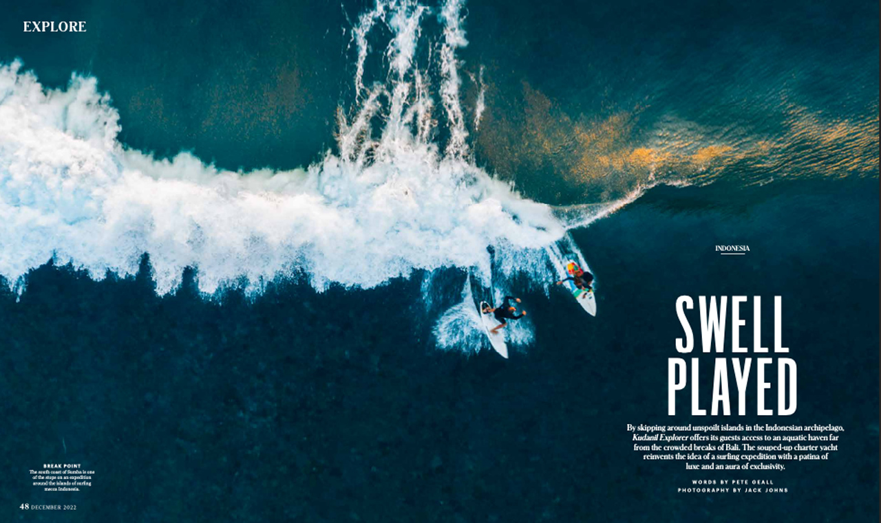 Travel + Luxury Magazine surfs with Kudanil Explorer